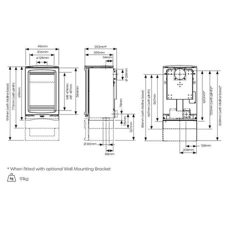 Stovax Vogue Midi T Wood Burning Stove - EcoDesign Ready