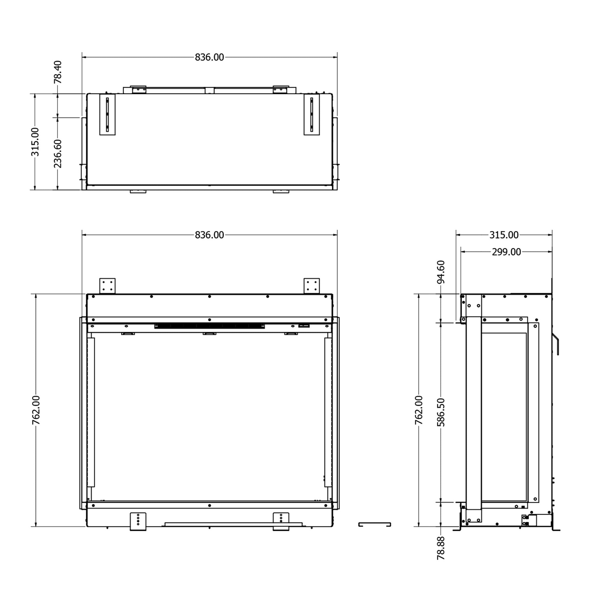 Evonic Volante 800T Electric Fire - Black Edition