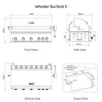 Whistler Burford 5 Built-In Gas BBQ - Silver