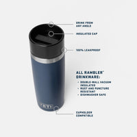 Yeti Rambler 16oz (473ml) Travel Bottle with Commuter Cap - Available In Various Colours
