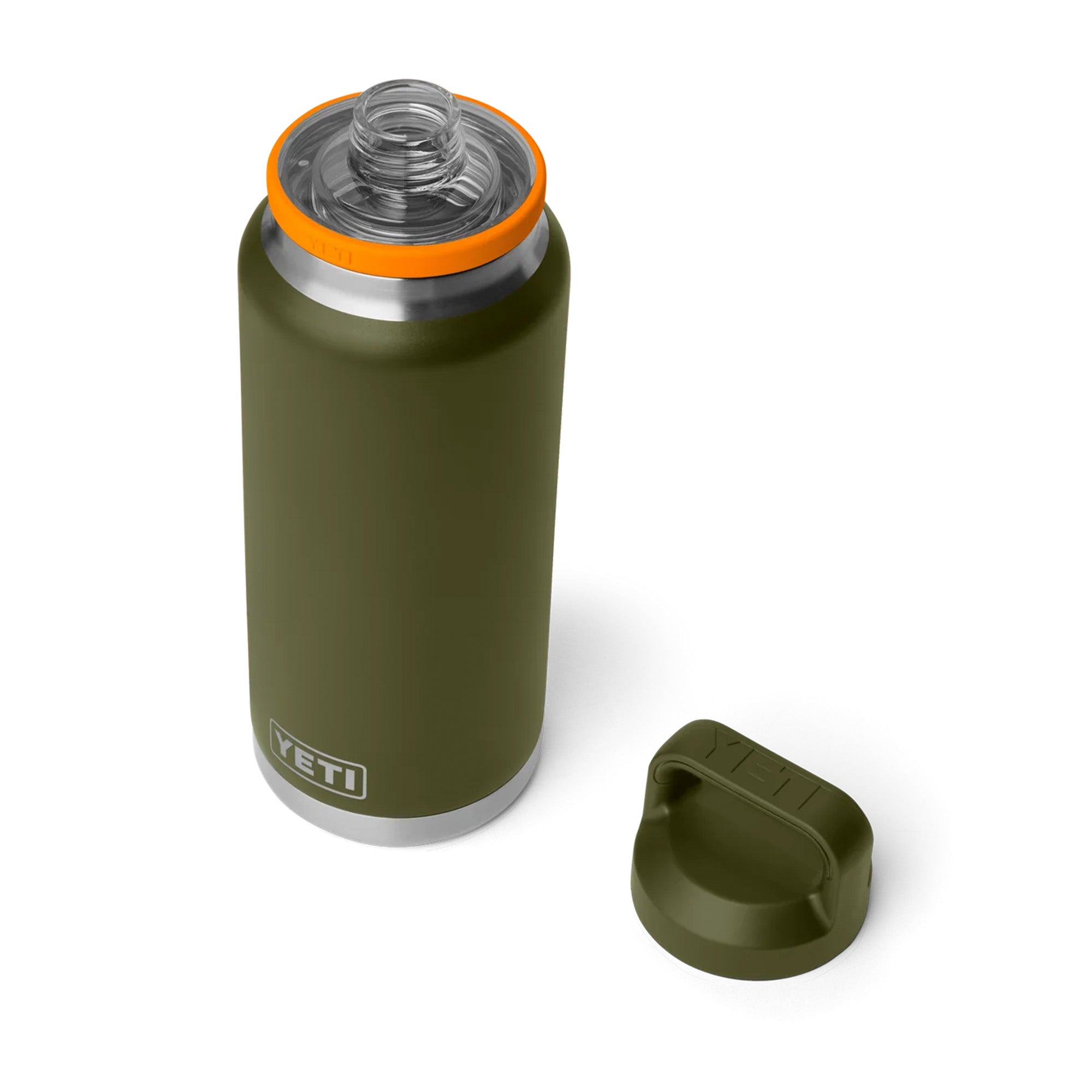 Yeti Rambler 36oz (1.1ltr) Bottle with Chug Cap - Olive/King Crab Orange Limited Edition Colour