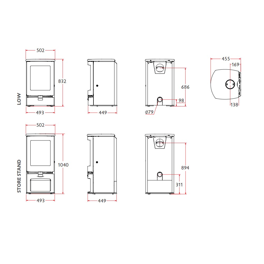 Charnwood Arc 7 Eco Multi Fuel Wood Burning Stove - 7kW - DEFRA Approved - EcoDesign Ready