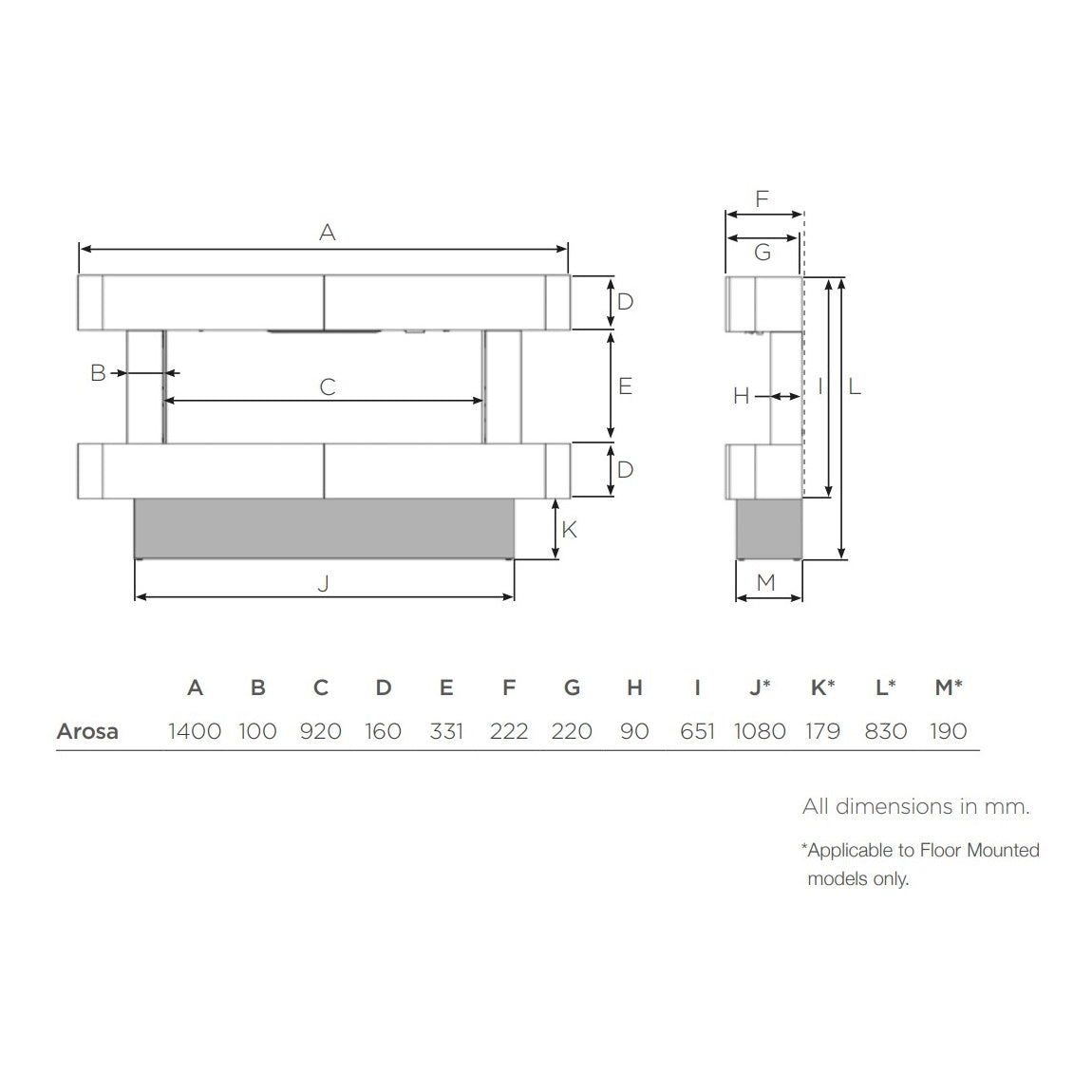 Gazco eStudio Arosa 140 Electric Fire Suite