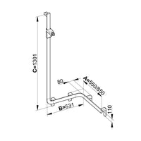 Keuco Axess Hand Shower Rail and Corner Grab Bar Execution Left Chrome Plated - Available in Various Sizes