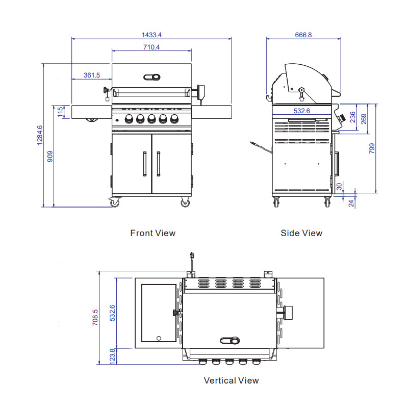 Whistler Bibury 3 Freestanding Grill BBQ