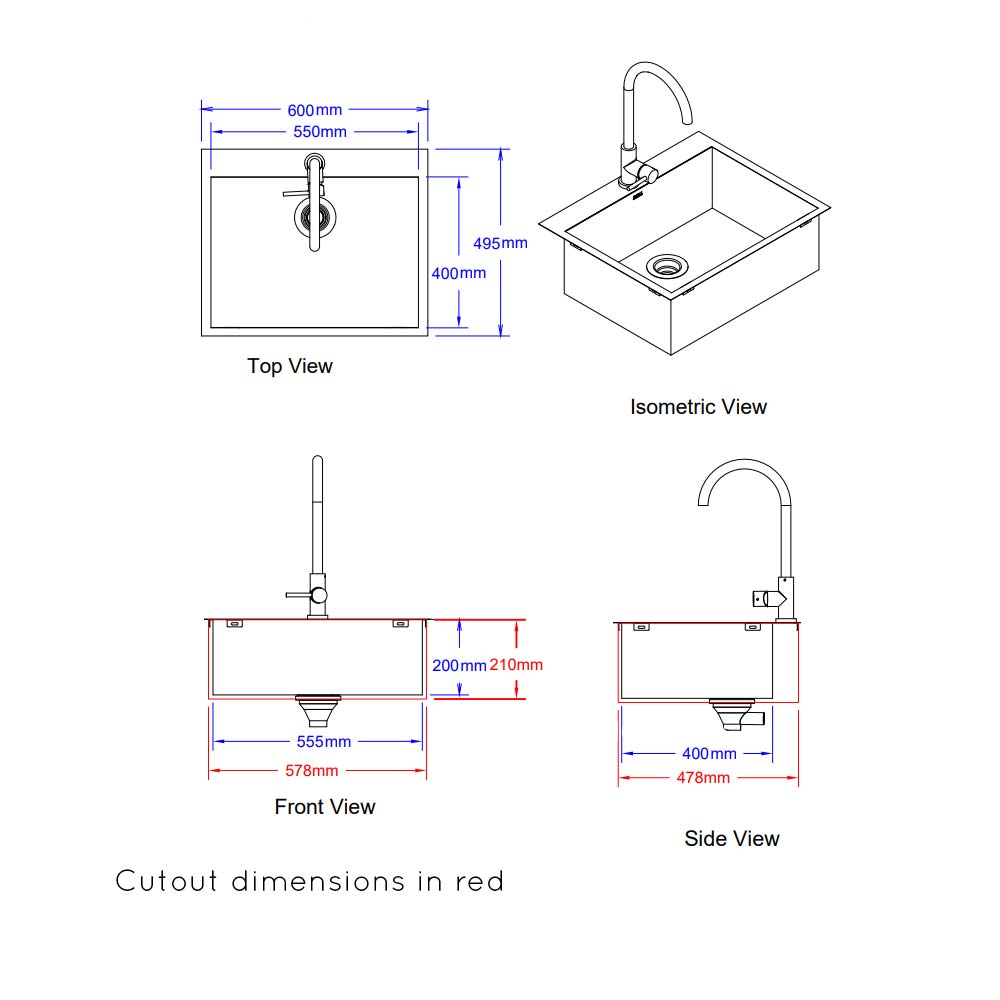 Bull BBQ Component Extra Large Premium Stainless Steel Sink and Tap