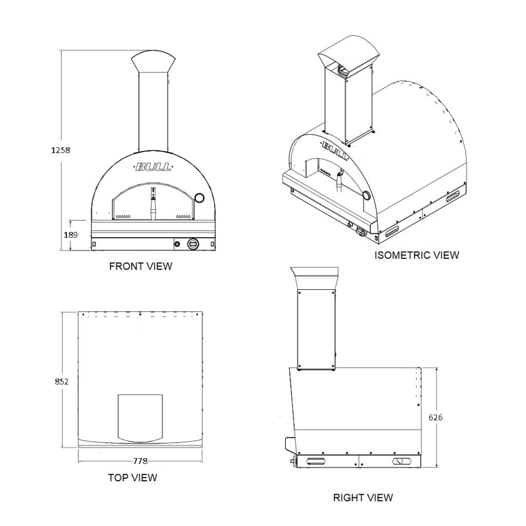 Bull BBQ Component Large LPG Gas Pizza Oven - Built in