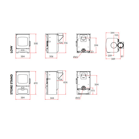 Charnwood Aire 3 Eco Wood Burning Stove Matt Black - 3kW - DEFRA Approved - EcoDesign Ready