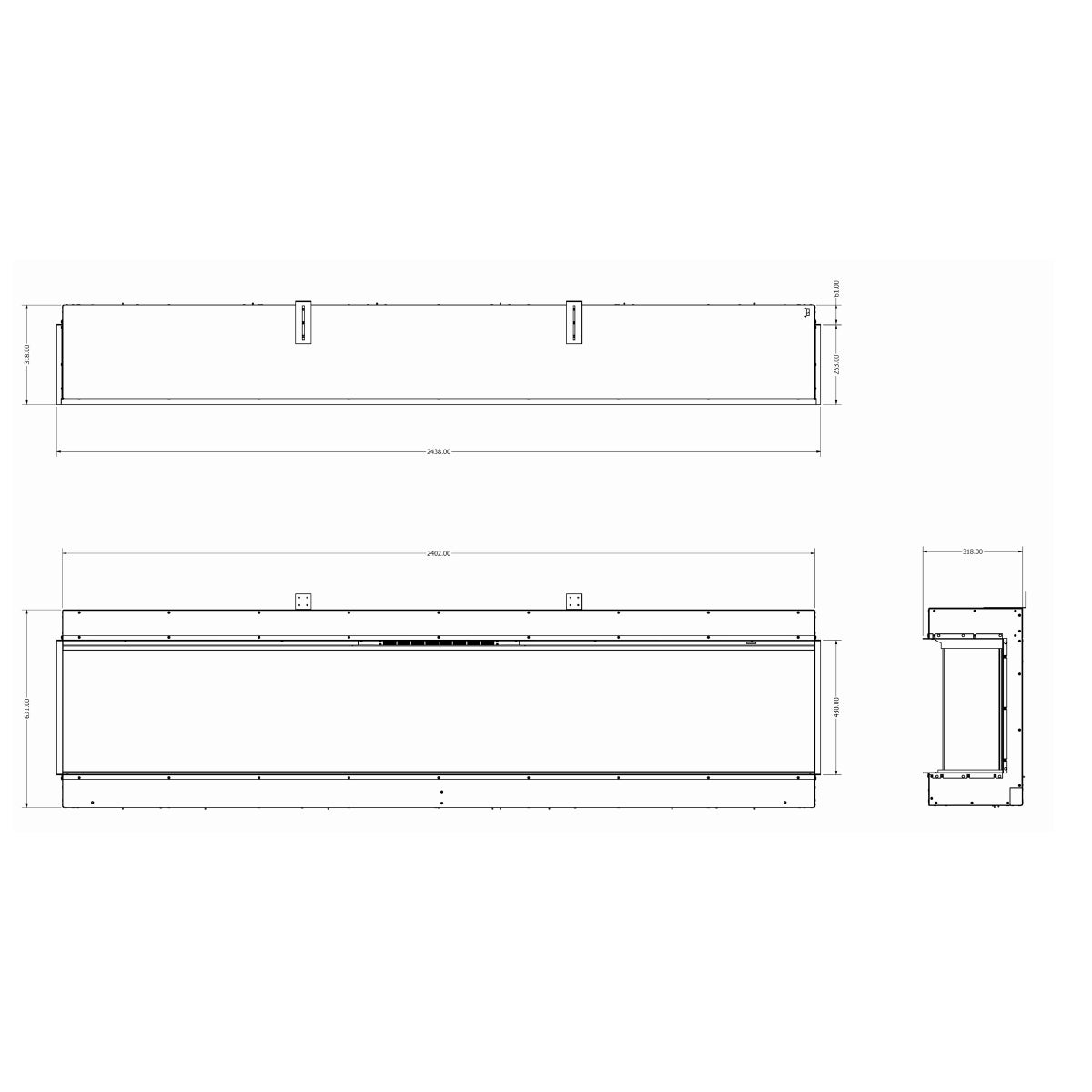 Evonic Halo 2400 Inset Electric Fire