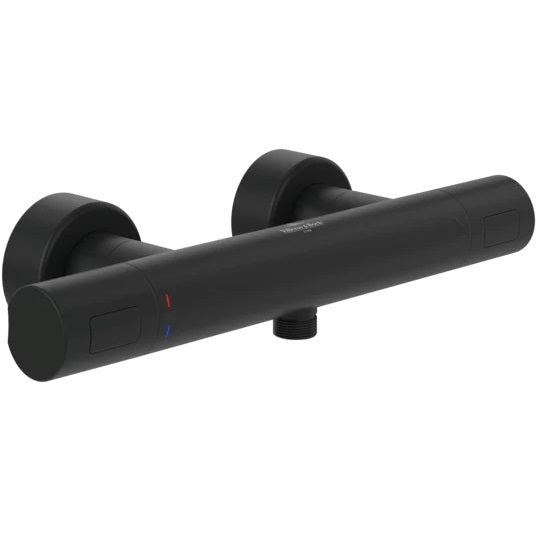 Villeroy & Boch Thermostatic Shower Mixer Set - Round Exposed - Matt Black