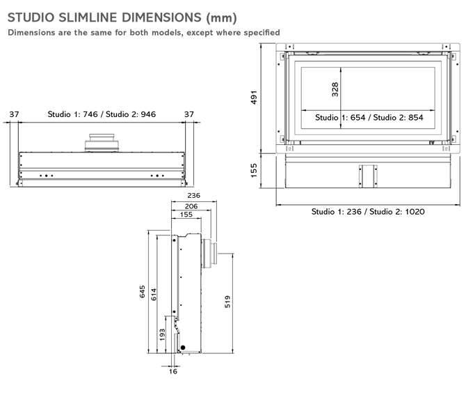 Gazco Gas Fires - Studio 2 Slimline Glass Fronted Inset Gas Fire - Balanced Flue