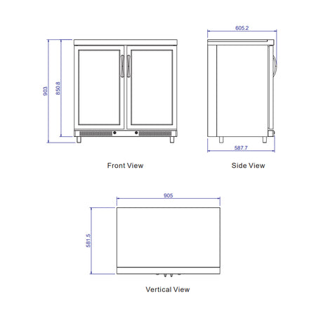 Whistler Cirencester Double Door Fridge Unit