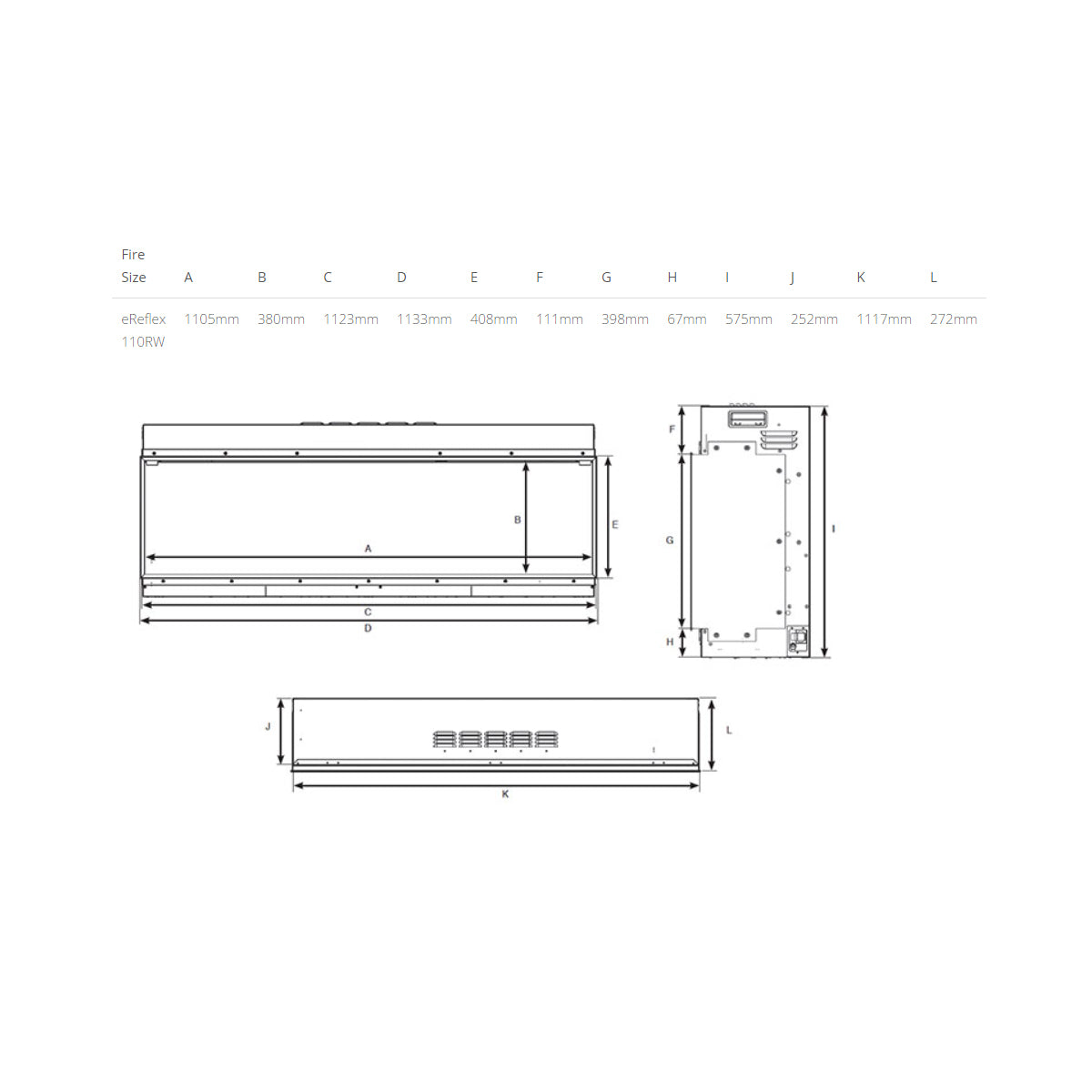Gazco Fires - eReflex 110RW (Mk2) Electric Inset Fire - Free Mood Lighting Kit