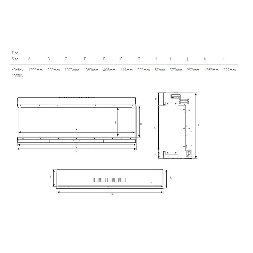 Gazco Fires - eReflex 135RW (Mk2) Electric Inset Fire - Free Mood Lighting Kit