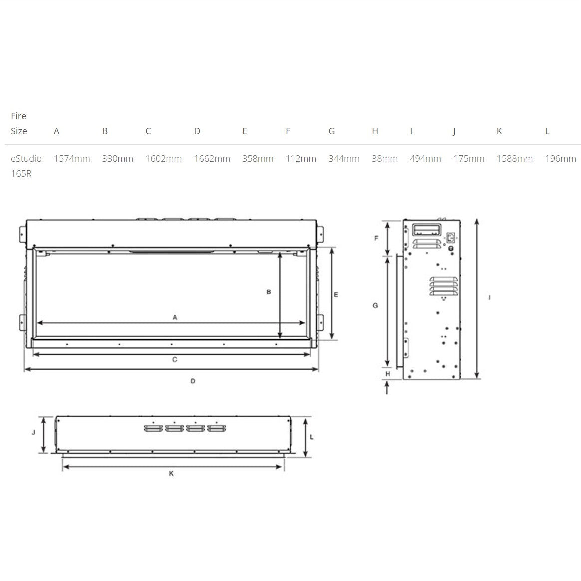 Gazco eStudio 165R Electric Inset Fire - Showroom Exclusive