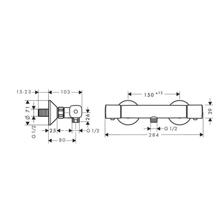 Hansgrohe Ecostat Thermostatic Shower Mixer Universal For Exposed Installation