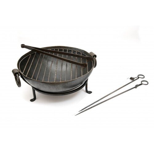 Kadai Table Kadai with Stand, Grill, Tongs, Mat and 2 Skewers