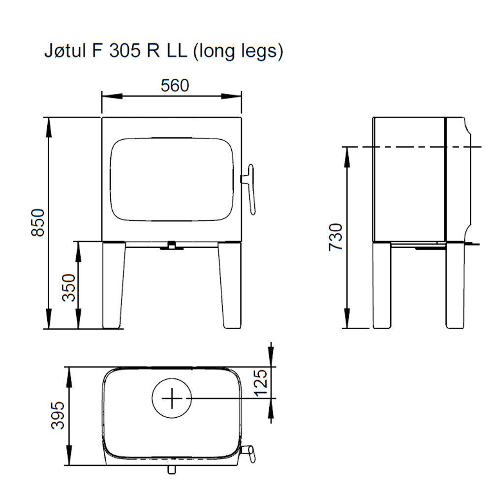 Jotul F305 Wood Burning Stove with Long Legs - White Enamel