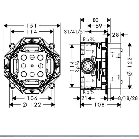 Hansgrohe iBox Basic Set Universal 1/2" and 3/4"