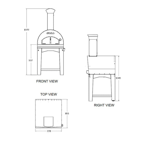 Bull BBQ Large Pizza Oven & Cart - Wood Fired