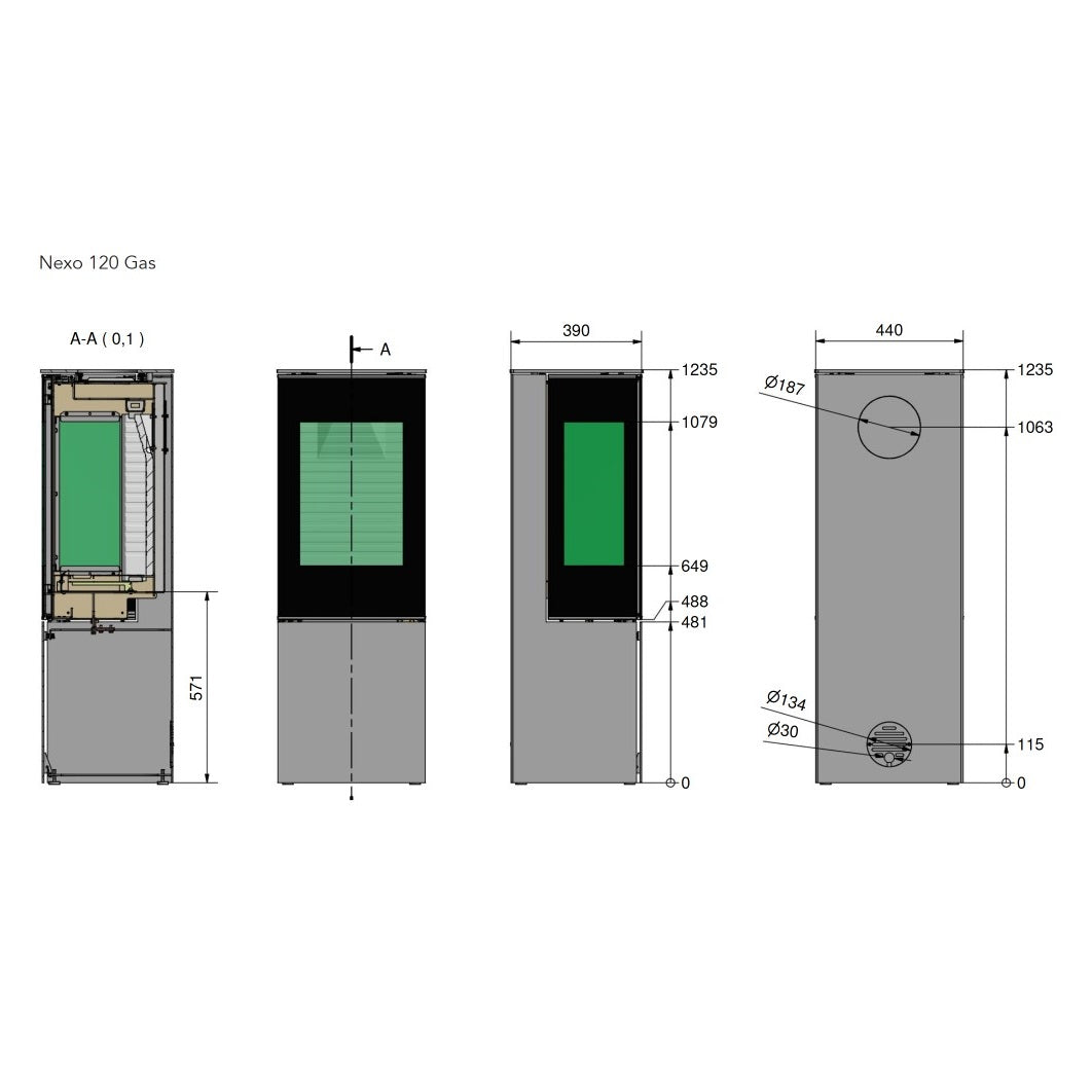 Rais Nexo 120 Gas Stove - Glass Door