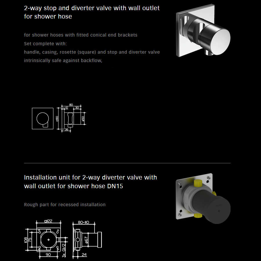 Keuco Showers - IXMO Set 8 Overhead Shower With Hand Shower & Square Rosette