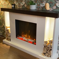 OER Williamsburg Electric Fireplace Suite with Log Store - Mahogany and Walnut - Ex Display