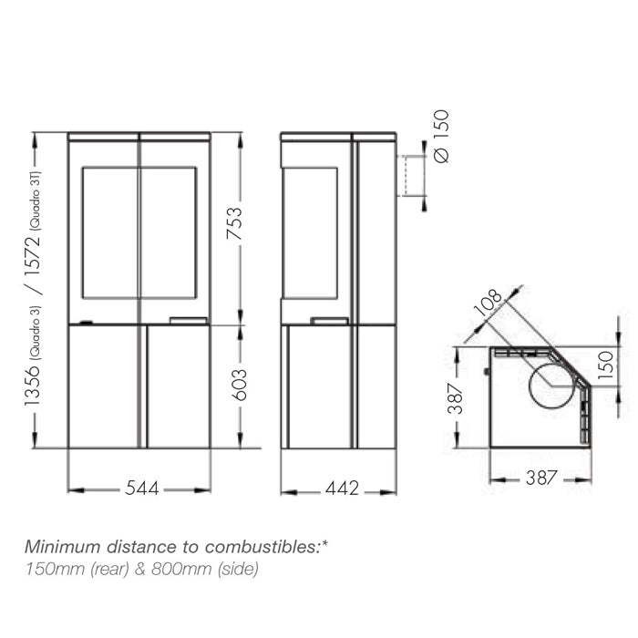 Nordpeis Quadro 3 T Wood Burning Stove - EcoDesign Ready
