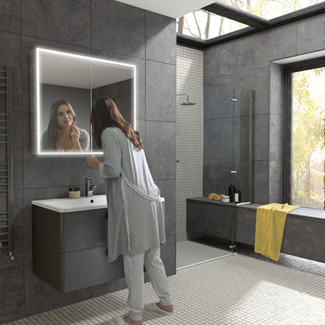 HIB Qubic LED Aluminium Cabinet With Integrated Charging Sockets