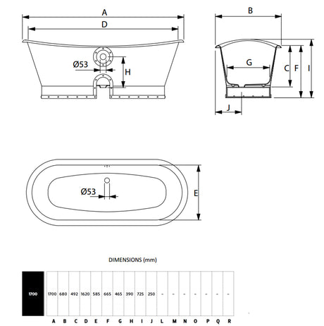 Imperial Radison Cast Iron Free Standing Bath Polished Aluminium Skirt