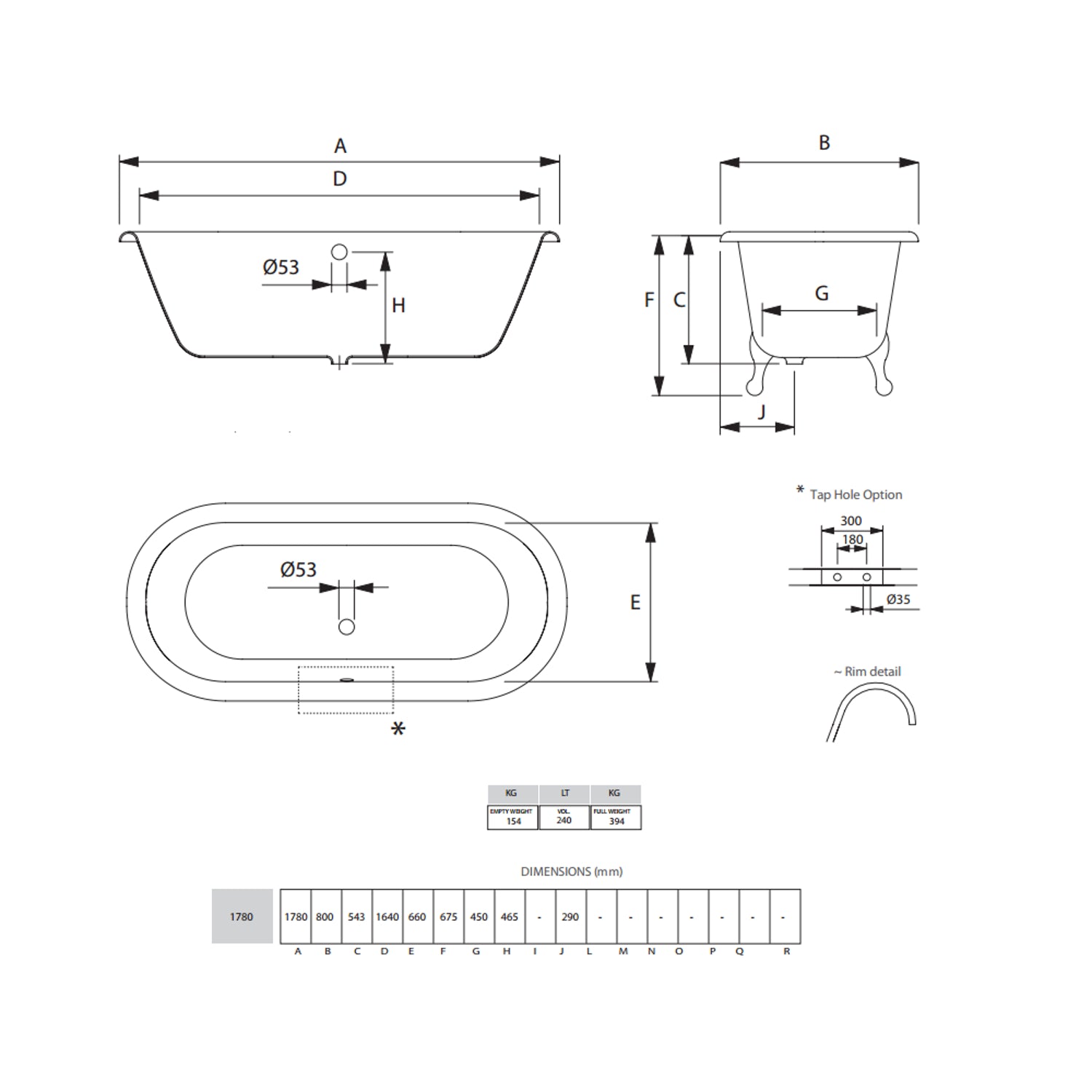 Imperial Roseland Cast Iron Free Standing Bath