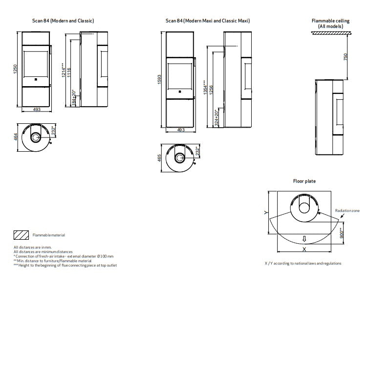 Scan 84-4 Classic Maxi Wood Burning Stove - DEFRA Approved