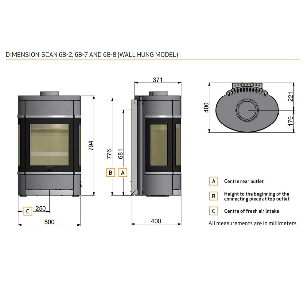 Scan 68 Wall Hung Wood Burning Stove