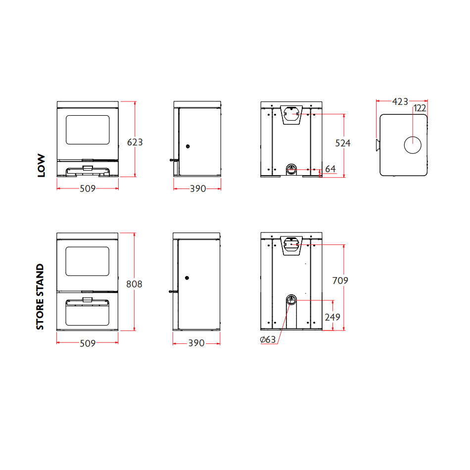 Charnwood Skye 5 Eco Multi Fuel Wood Burning Stove - 5kW - DEFRA Approved - EcoDesign Ready