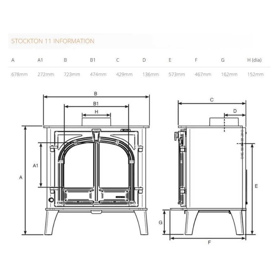 Stovax Stockton 11 Double Door Wood Burning Stove