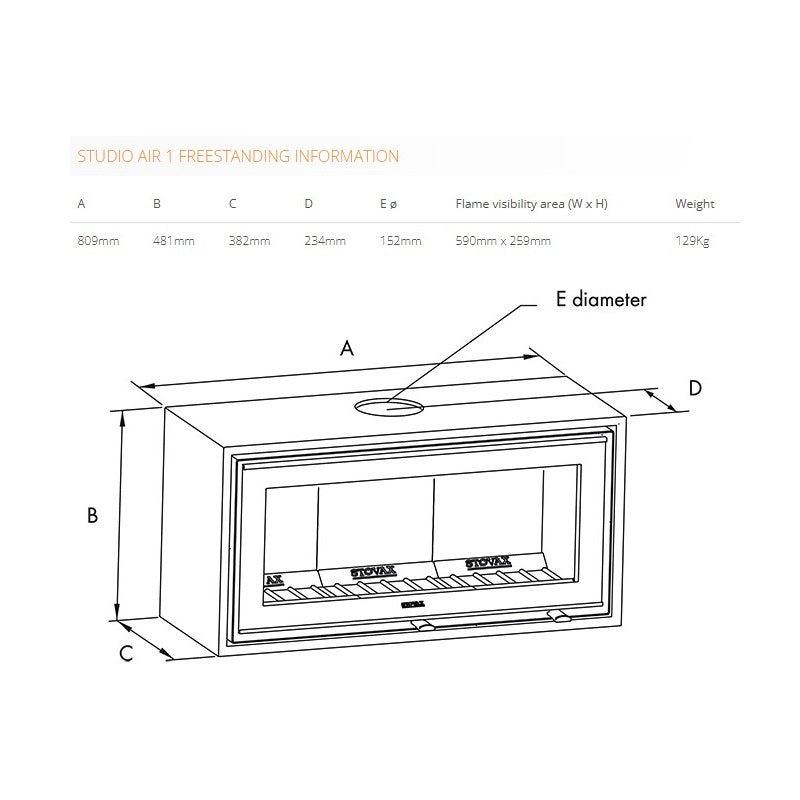 Stovax Studio Air 1 Freestanding Wood Burning Fire - Showroom Exclusive