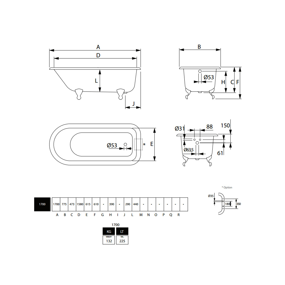 Imperial Waldorf Cast Iron Free Standing Bath