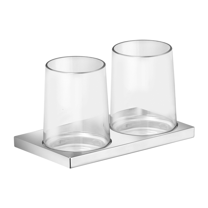 An image of Keuco Edition 11 Double Tumbler Holder with Crystal Glass Tumbler