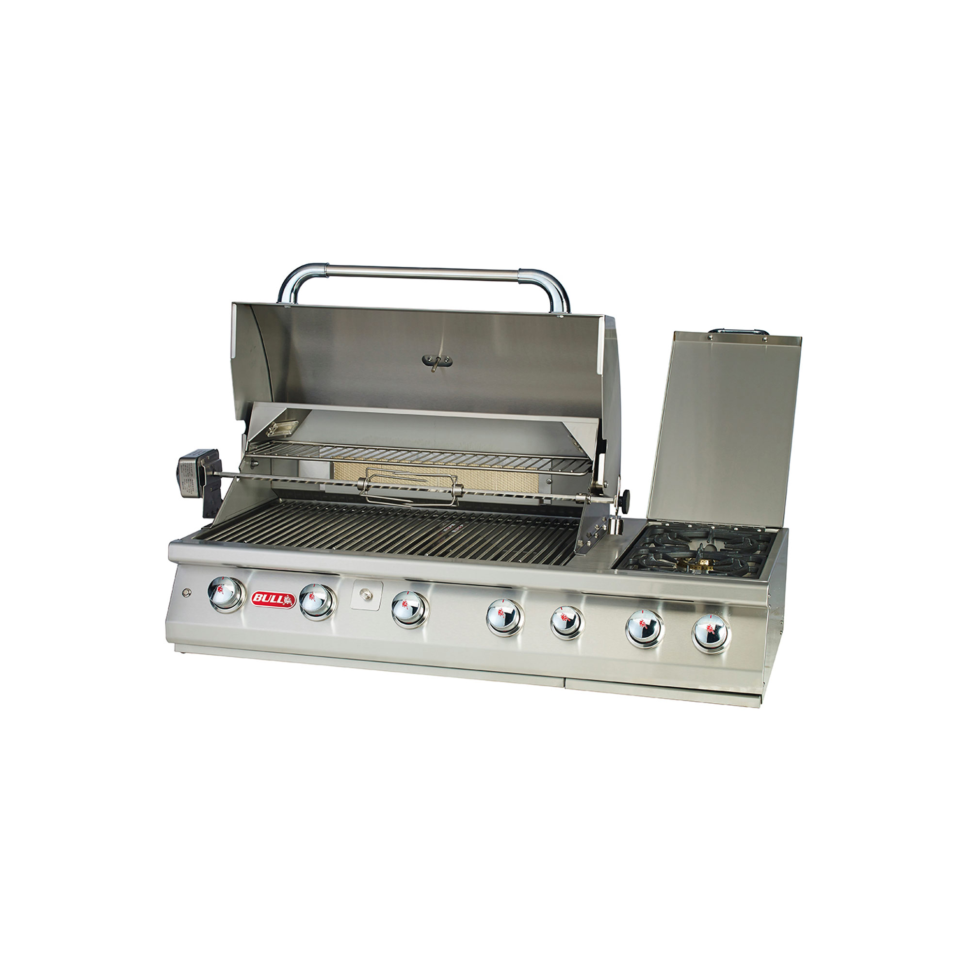 An image of Bull BBQ Component Built-in 7 Burner Gas BBQ Grill - Stainless Steel - LPG Gas