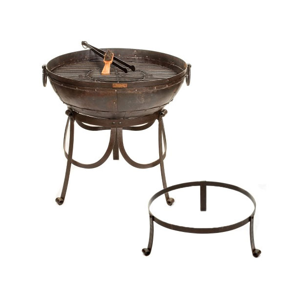 An image of Kadai Recycled Fire Pit Bowl with Stand - Available in 3 Sizes - 80cm