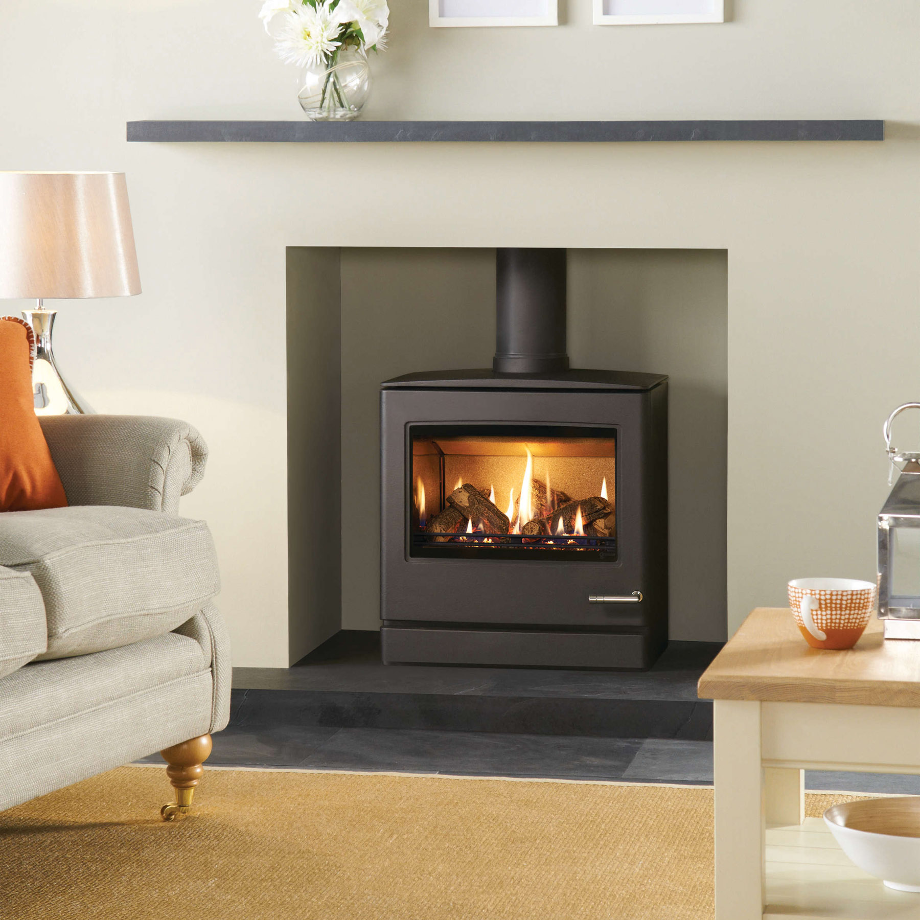 An image of Yeoman CL8 Gas Stove, Conventional Flue With Log Fuel Effect - Natural Gas - The...
