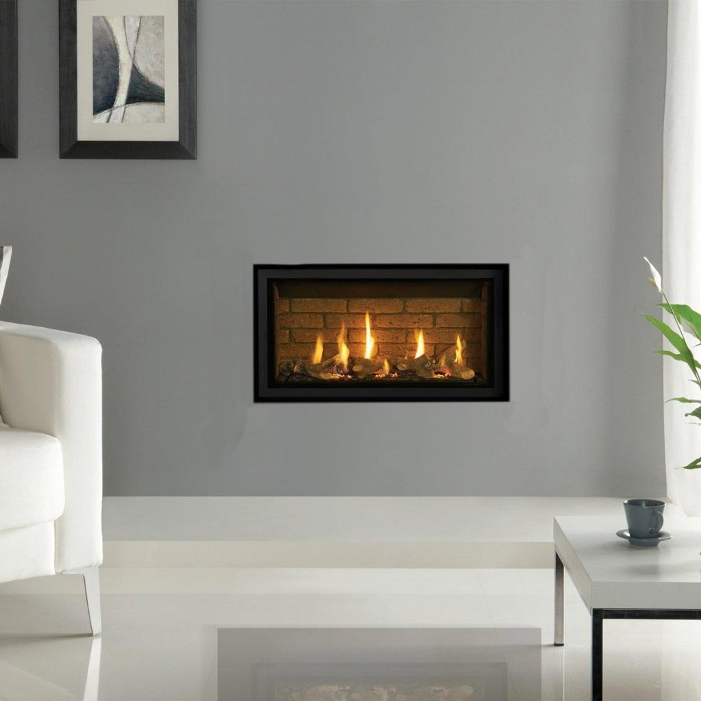 Clearance Gazco Studio 1 Slimline Inset Edge Gas Fire - White Stones + Vermiculite Lining+ Natural Gas